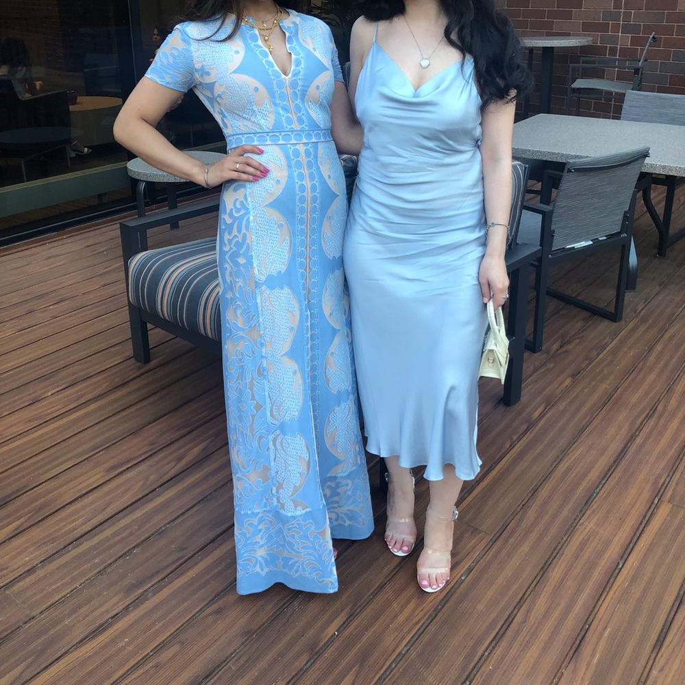 BCBG MAXAZRIA White and Blue Gown